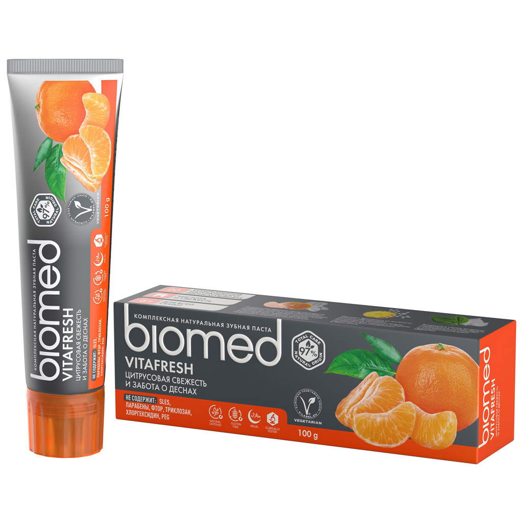 Зубна паста BioMed Vitafresh свіжість дихання і зміцнення емалі Цитрус 100 г (7640168930431) - зображення 2