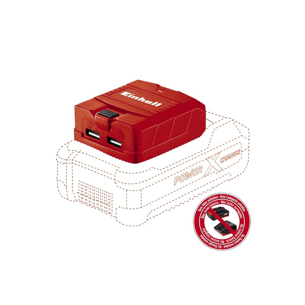 Зарядний пристрій для акумуляторів інструменту Einhell TE-CP 18 Li USB, PXC, 18V,1А/2.1А, 2хUSB, 0.06 кг (4514120) - зображення 1