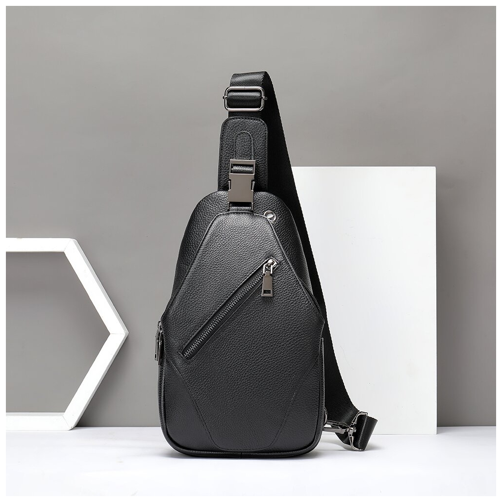 Сумка Vintage Слінг через плече в зернистій шкірі Чорна (20249) - зображення 11