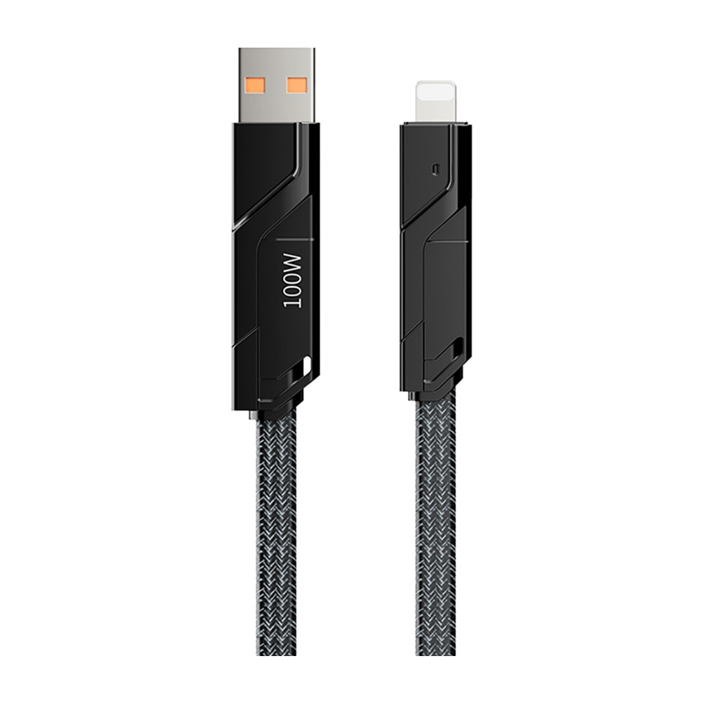 Дата кабель USB-C to USB-C + Lightning + USB-A 1.5m Black Proda (PD-B96th-BK) - зображення 2