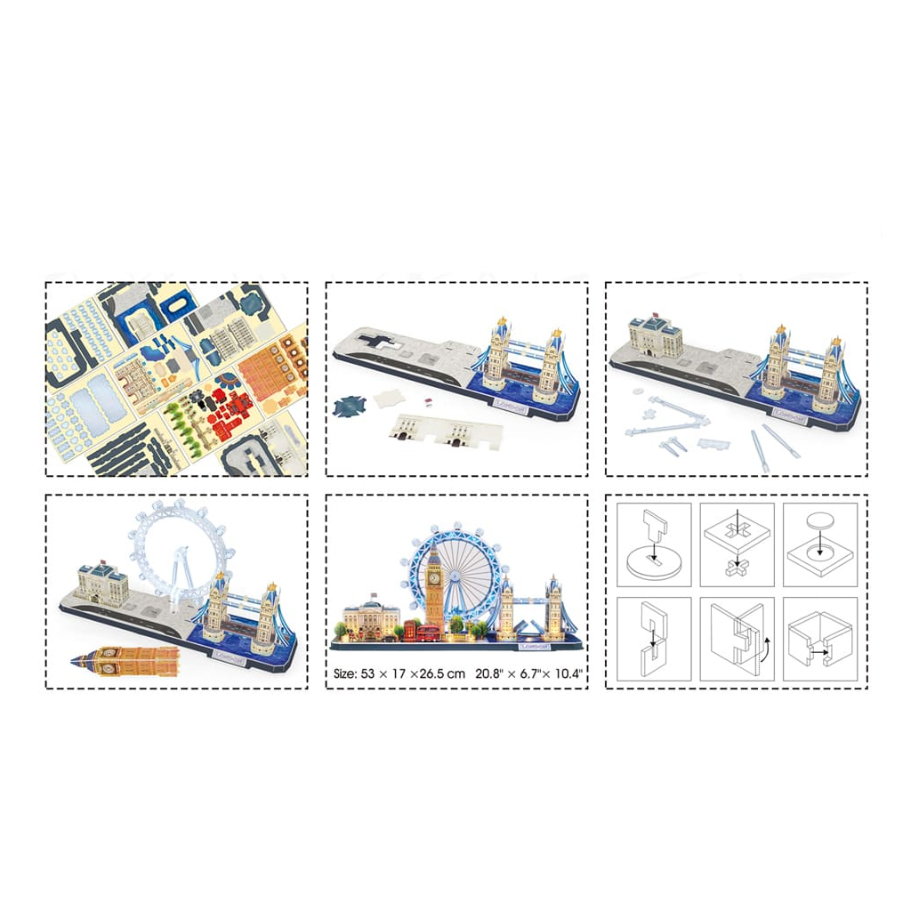 Пазл Cubic Fun Тривимірна головоломка-конструктор City Line Лондон з LED підсвіткою (L532h) - зображення 5