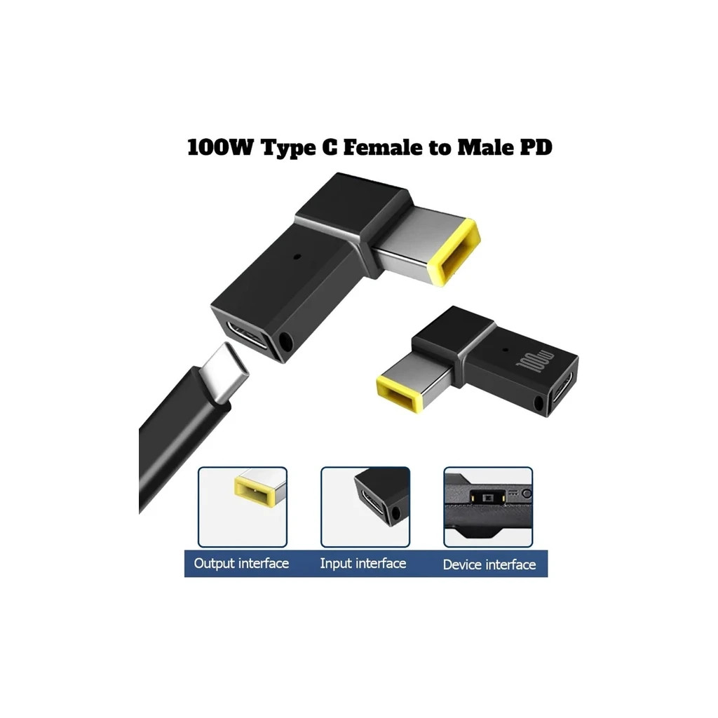 Перехідник PD 100W USB-C F to DC Male Jack square mouth Lenovo Thinkpad ST-Lab (PD100W-Lenovo) - изображение 4