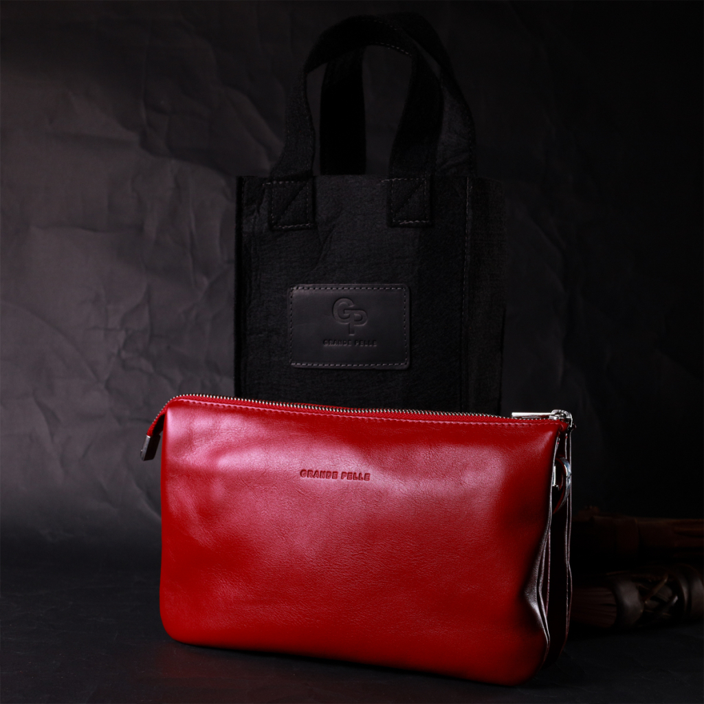 Сумка Grande Pelle З натуральної шкіри Червона (11670) - зображення 10