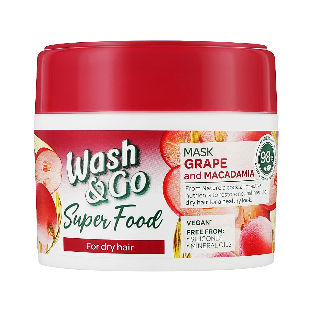 Маска для волосся Wash&Go Super Food З виноградом і макадамією Для сухого волосся 300 мл (8008970053073) - зображення 1