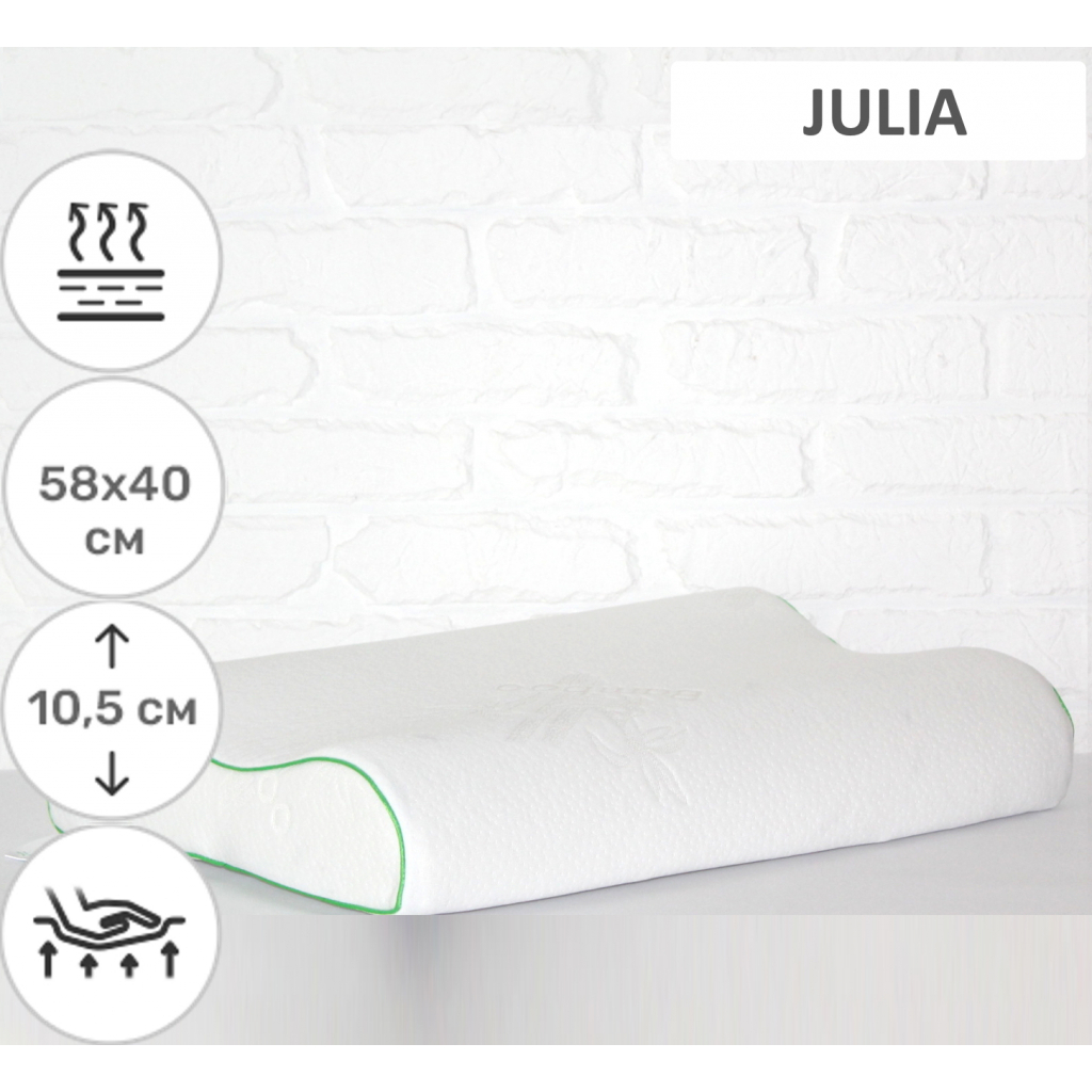 Подушка MirSon ортопедична 6016 Green nature Julia 58х40х10.5 (2200003261165) - зображення 2