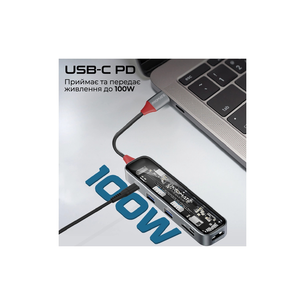 Концентратор Promate USB-C 7-in-1 Promate transhub-lite (transhub-lite) - изображение 3