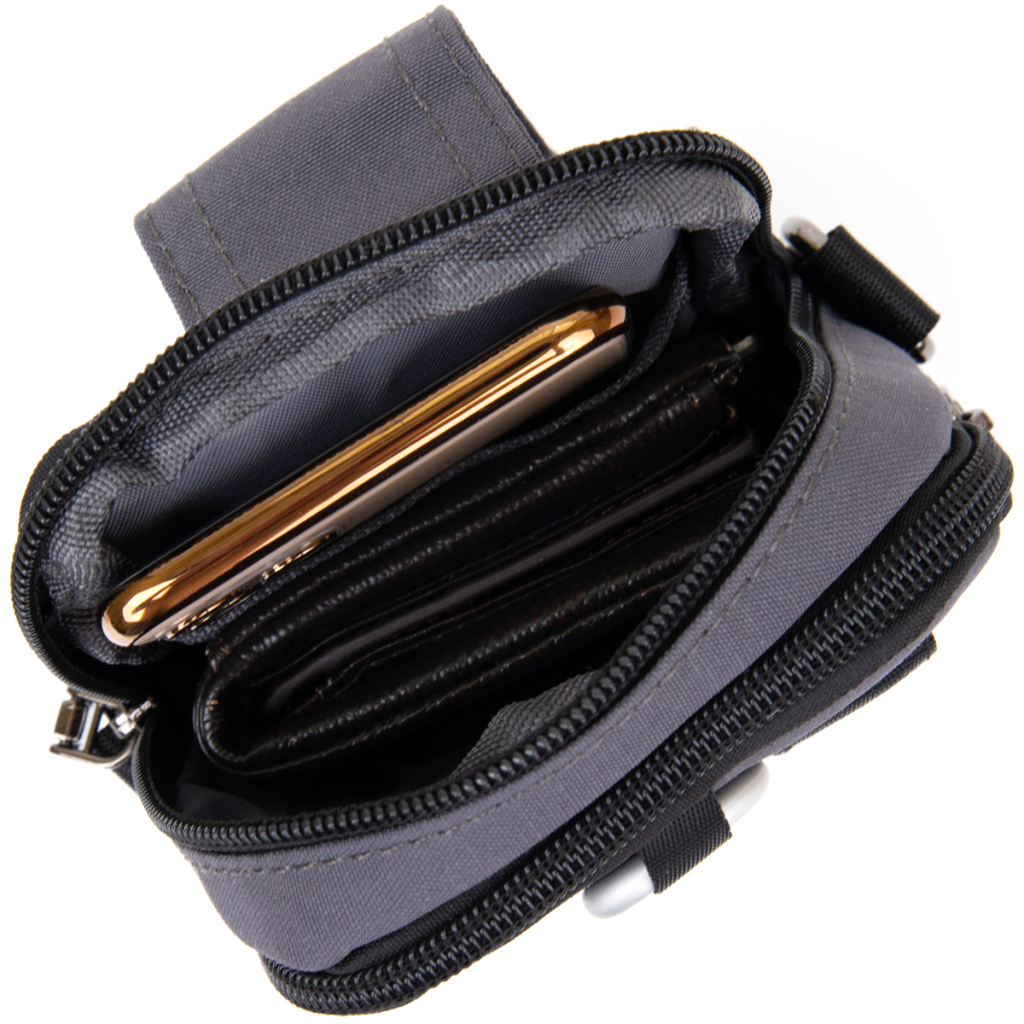 Сумка Vintage На пояс нейлон Сіра (20646) - зображення 6