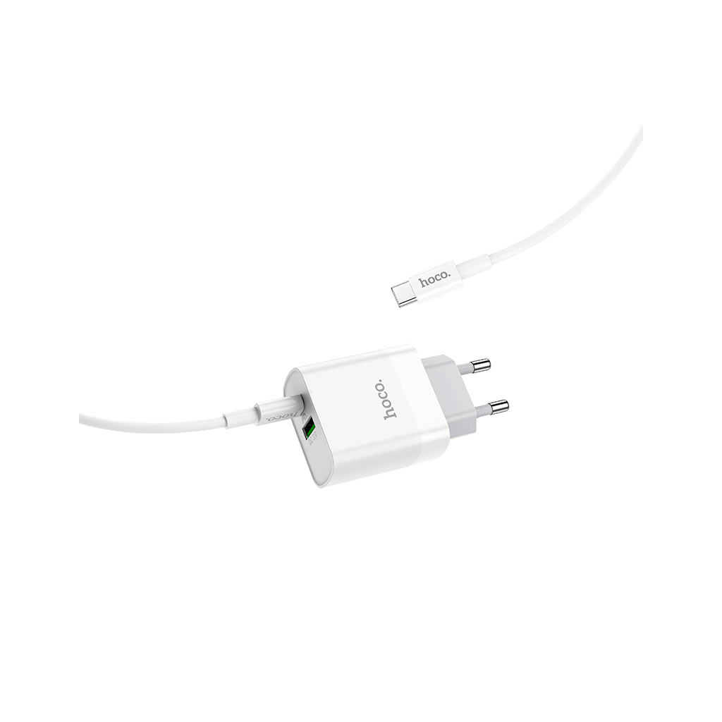 Зарядний пристрій HOCO C80A Rapido 1xUSB-C PD20W + 1xUSB QC3.0 + cable USB-C to USB-C White (6931474740533) - зображення 4