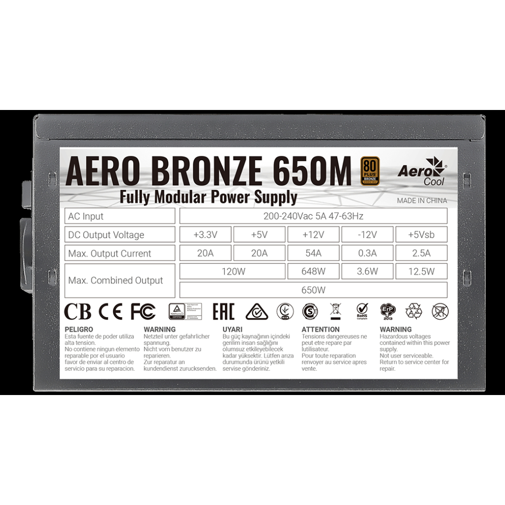 Блок живлення AeroCool 650W Aero Bronze (ACPB-AR65AEC.1M) - зображення 6
