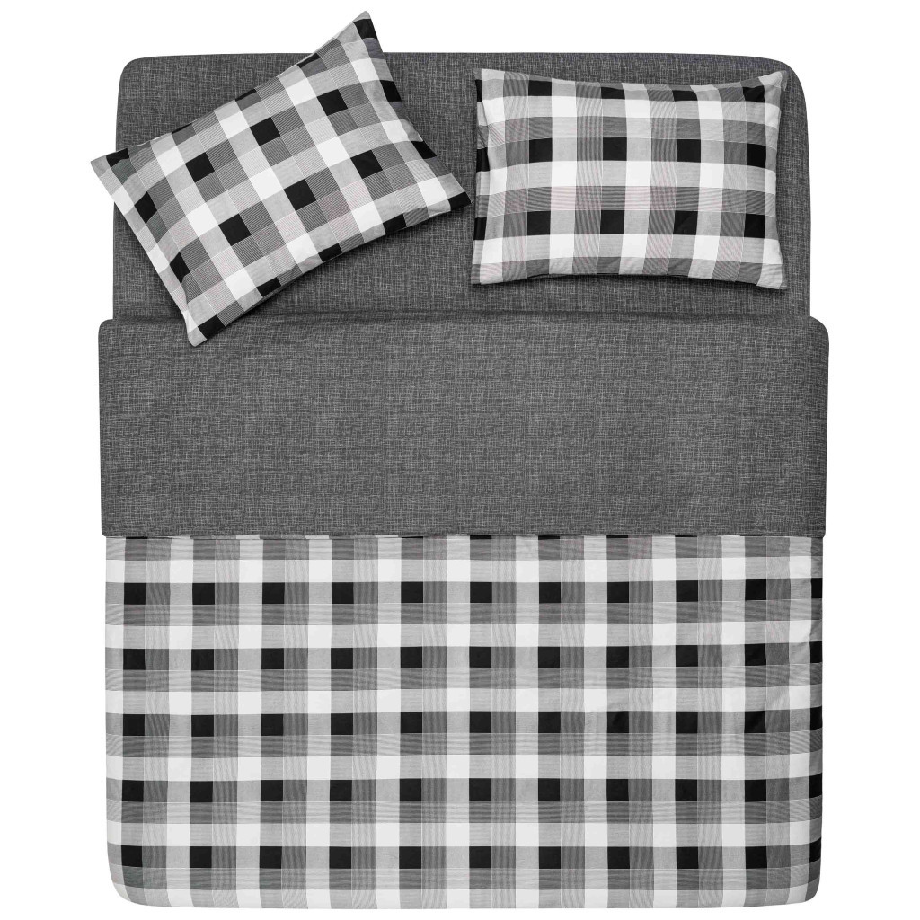 Постільна білизна Ardesto Gloria сатин квадрати сірий євро 200х220 (ART2022SR) - зображення 1