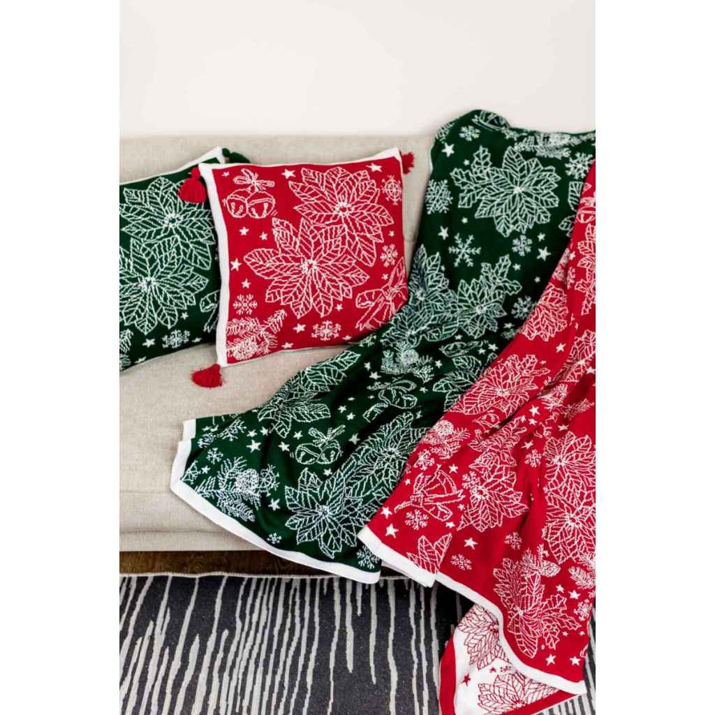 Наволочка Прованс декоративна в'язана Різдвяник червоний 45х45 (030169) - зображення 5