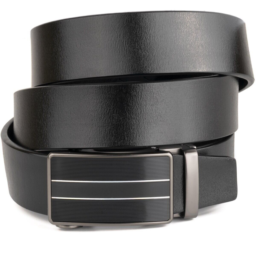 Ремінь Vintage Чоловічий зі смужками на пряжці Чорний (20334) - зображення 1