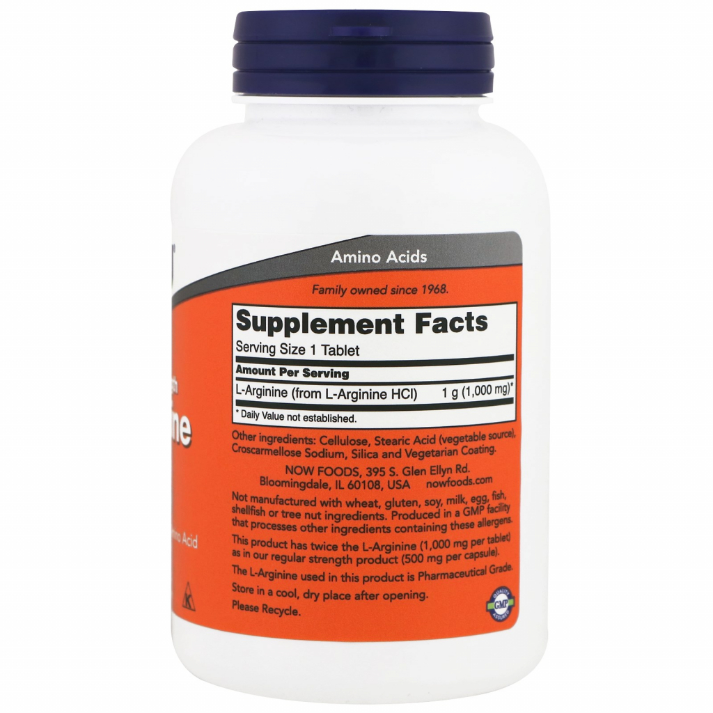 Амінокислота Now Foods L-Аргінін 1000 мг, 120 таблеток (NOW-00035) - зображення 2