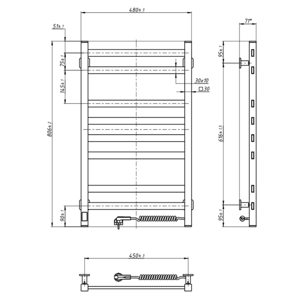 Сушарка для рушників Navin Авангард, 800х480х71мм (12-228053-4880) - зображення 6