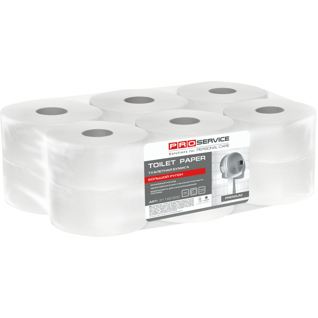 Туалетний папір PRO service Premium двошаровий з крайовим тисненням 120 м рулонів (4823071610468) - зображення 1
