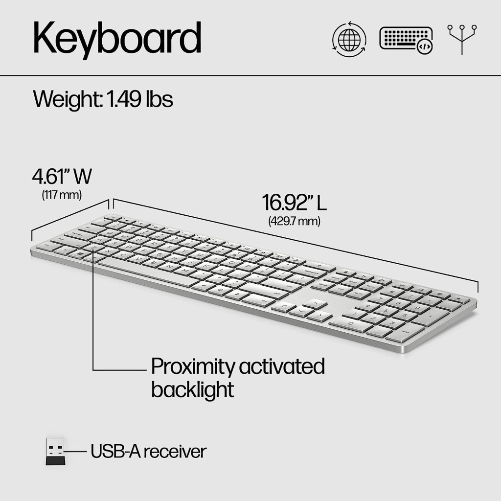 Клавіатура HP 970 Programmable Bluetooth/Wireless UA White (3Z729AA) - зображення 12
