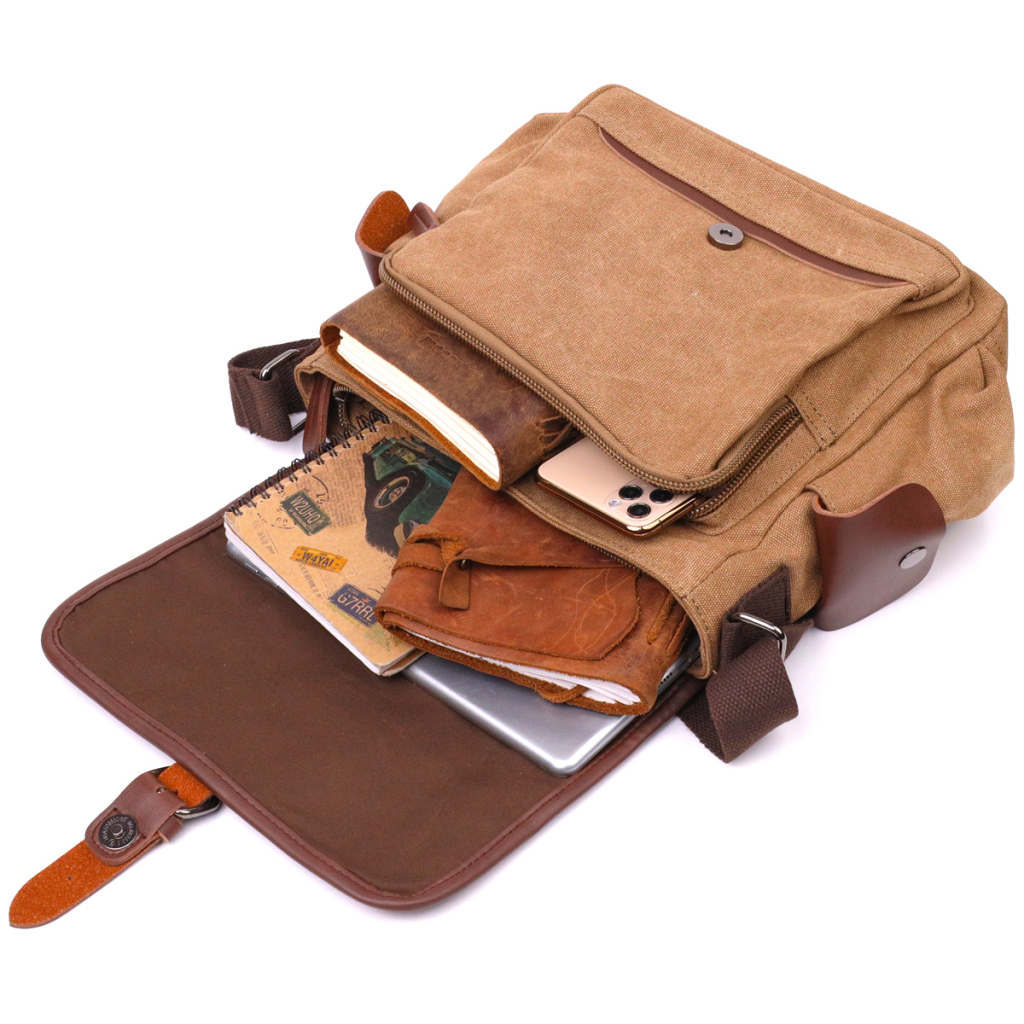 Сумка Vintage Чоловіча з клапаном з текстилю Коричнева (21249) - зображення 9
