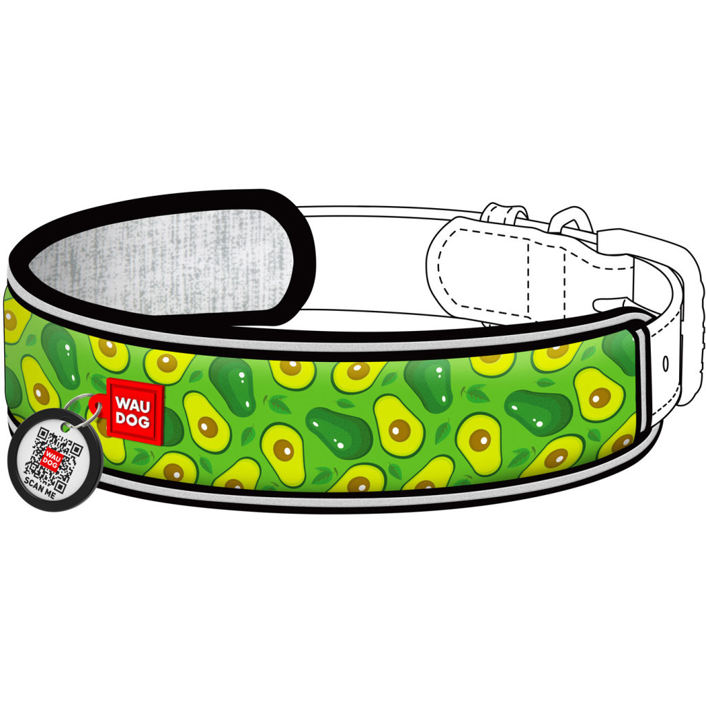Ергономічні накладки на нашийник WAUDOG Nylon з QR-паспортом Авокадо XS-S 10-15 мм (2403-0048) - зображення 1