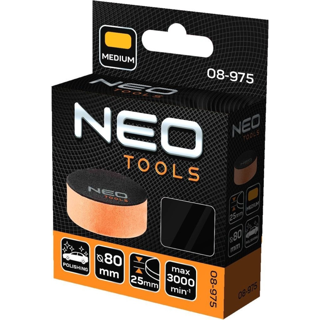 Диск полірувальний Neo Tools полірувальний, губка середня, на липучці, 80x25мм (08-975) - изображение 5