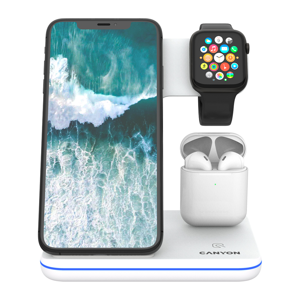 Зарядний пристрій Canyon 3in1 Wireless charger (CNS-WCS302W) - зображення 2