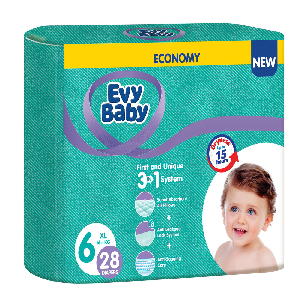 Підгузки Evy Baby XL Twin (16+ кг) 28 шт (8683881000233) - зображення 1