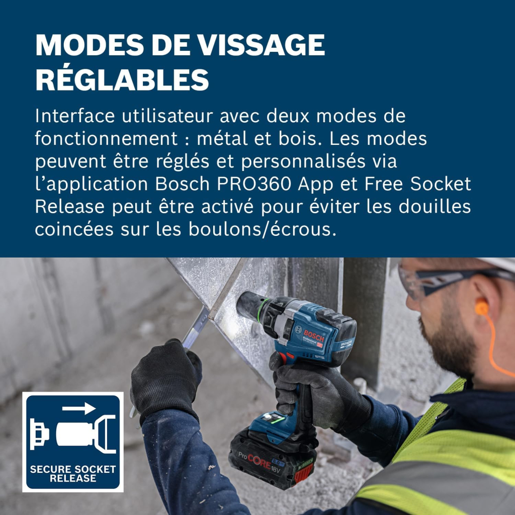 Гайковерт Bosch GDS 18V-750C 18V, до 3000об/хв, 270/380/750Нм, квадрат 1/2", 1.7кг (без АКБ та ЗП) (0.601.9L9.000) - зображення 5