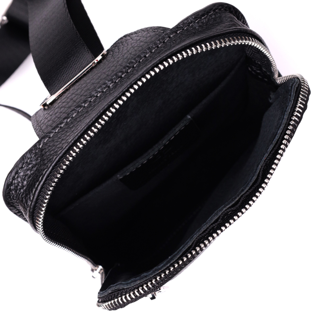 Сумка Grande Pelle Бананка з натуральної шкіри Чорна (22877) - зображення 8