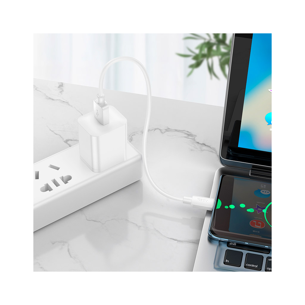 Дата кабель USB 2.0 AM to USB-C 0.25m Hyper 27W X96 white HOCO (6942007609418) - зображення 5