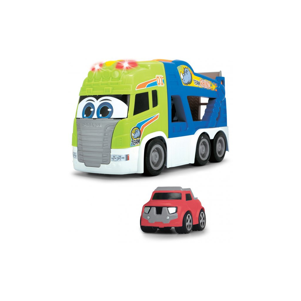 Спецтехніка Dickie Toys Транспортер АВС "Сканія. Тім" з м'якою машинкою, зі звук. та світл. ефектами, 42 см (4117000) - зображення 2