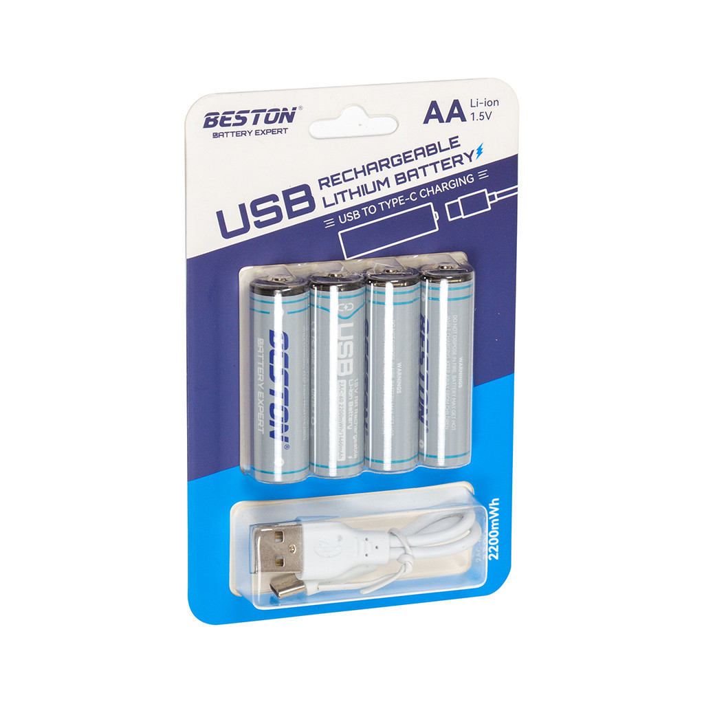 Акумулятор Beston AA USB Type-C 1460mAh 1.5V Li-ion * 4 (2AC-60/AA620265) - зображення 1