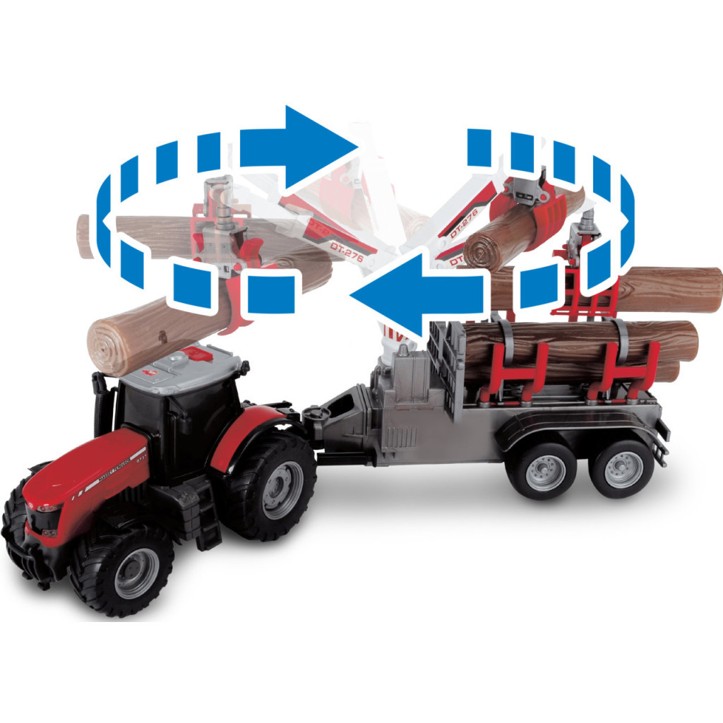 Спецтехніка Dickie Toys Трактор Месі Фергюсон 8737 з причепом для дерев (3737003) - зображення 4