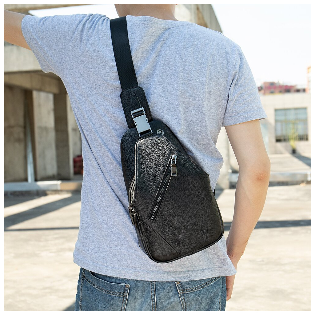 Сумка Vintage Слінг через плече в зернистій шкірі Чорна (20249) - зображення 10