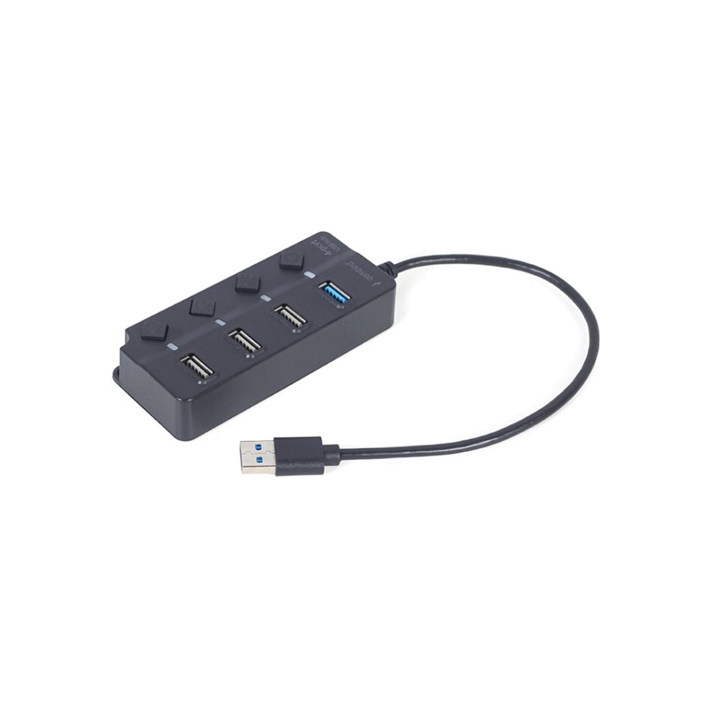 Концентратор Gembird 4 ports (1xUSB3.1+3xUSB2.0) switch black (UHB-U3P1U2P3P-01) - зображення 1
