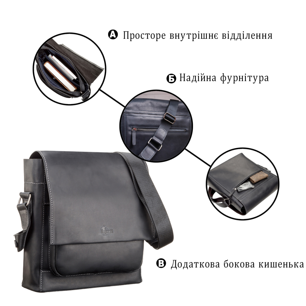 Сумка Shvigel Шкіряна Чорна (11112) - зображення 4