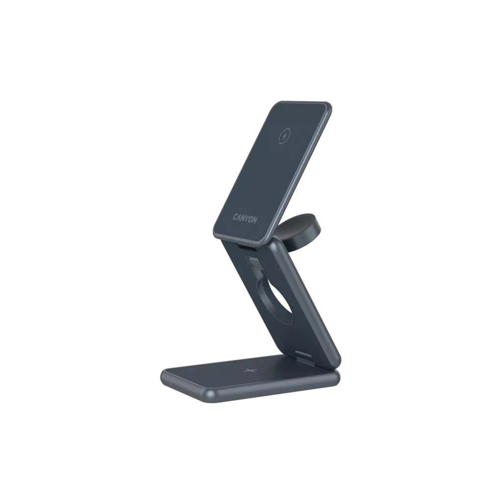 Зарядний пристрій Canyon Foldable wireless charger 15W 3in1 Metal (CNS-WCS309M) - изображение 4