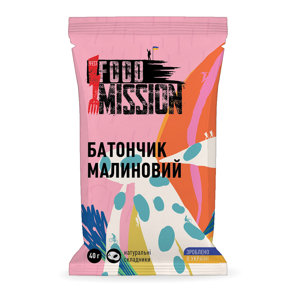 Батончик Food Mission Малиновий 40 г (fm.30344) - зображення 1