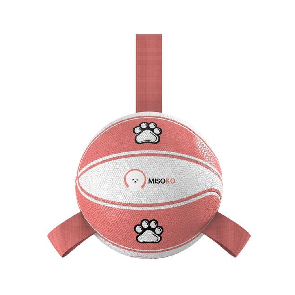 Іграшка для собак MISOKO&CO М'яч надувний у формі баскетбольного м'яча білий з рожевим 15 см (KINMSK70112) - изображение 1