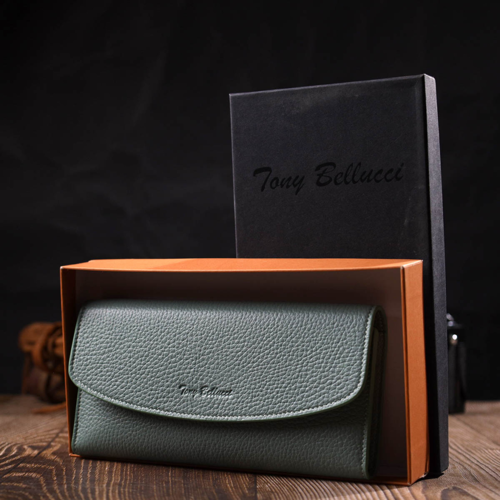 Гаманець Tony Bellucci З натуральної шкіри Сіро-зелений (21968) - зображення 10