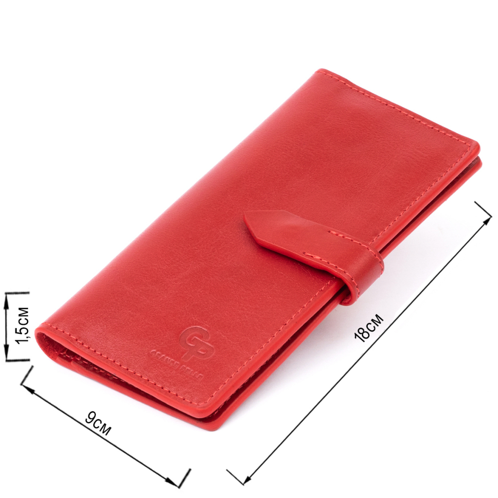 Гаманець Grande Pelle Глянсовий Anet на кнопці Червоний (11325) - зображення 3