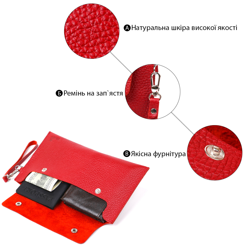 Косметичка Shvigel Шкіряна тревел Червона (16417) - зображення 4