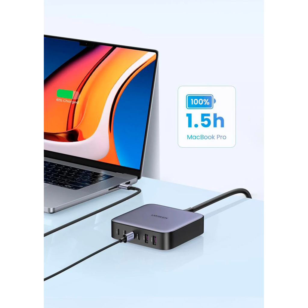 Зарядний пристрій Ugreen 6xUSB 200W (4хUSB-C+2xUSB-A) Gan CD271 (40914) - зображення 5