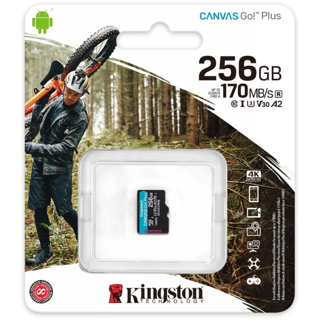 Карта пам'яті Kingston 256GB microSDXC class 10 A2 U3 V30 Canvas Go Plus (SDCG3/256GBSP) - зображення 3