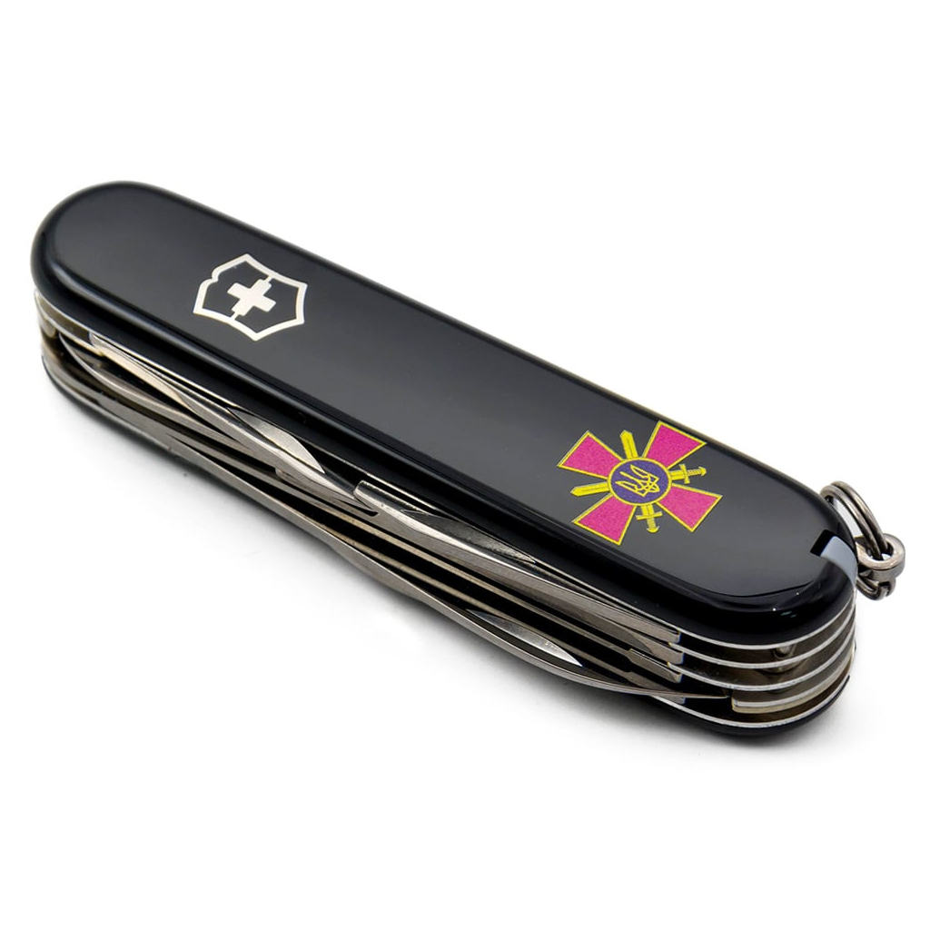 Ніж Victorinox Huntsman Army Black "Емблема СВ ЗСУ" (1.3713.3_W0020u) - зображення 6