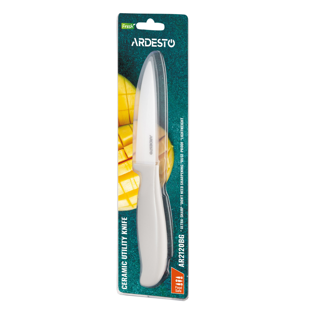 Кухонний ніж Ardesto Fresh 10см, кераміка, пластик, бежевий (AR2120BG) - зображення 3