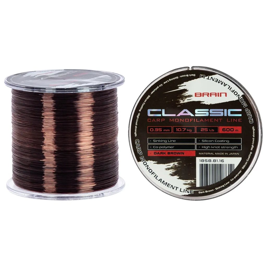 Волосінь Brain Classic Carp Line (dark brown) 600m 0.35mm 25lb 10.7kg (1858.81.16) - изображение 1