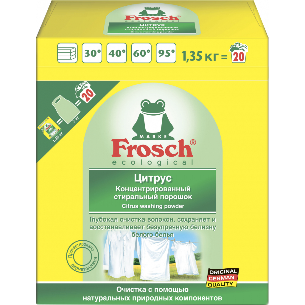 Пральний порошок Frosch Цитрус 1.35 кг (4001499144974) - зображення 1