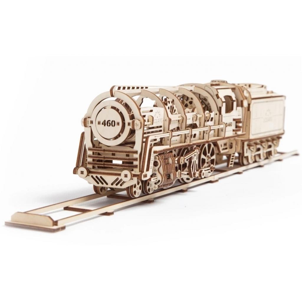 Збірна модель Ugears механічний Локомотив з тендером (70012) - зображення 1