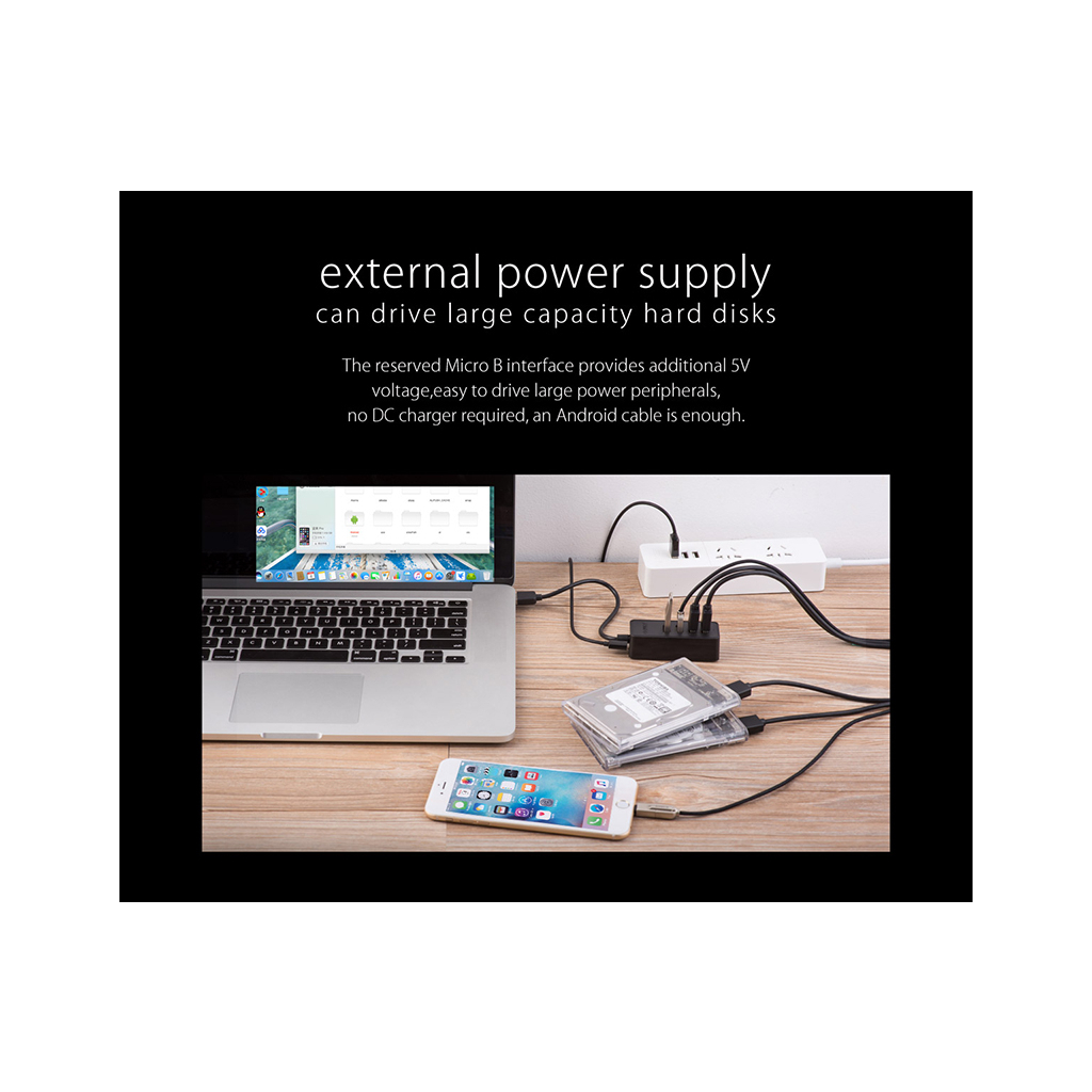 Концентратор Orico USB 3.0 4 ports (W5P-U3-100-BK-PR) (CA911264) - зображення 3