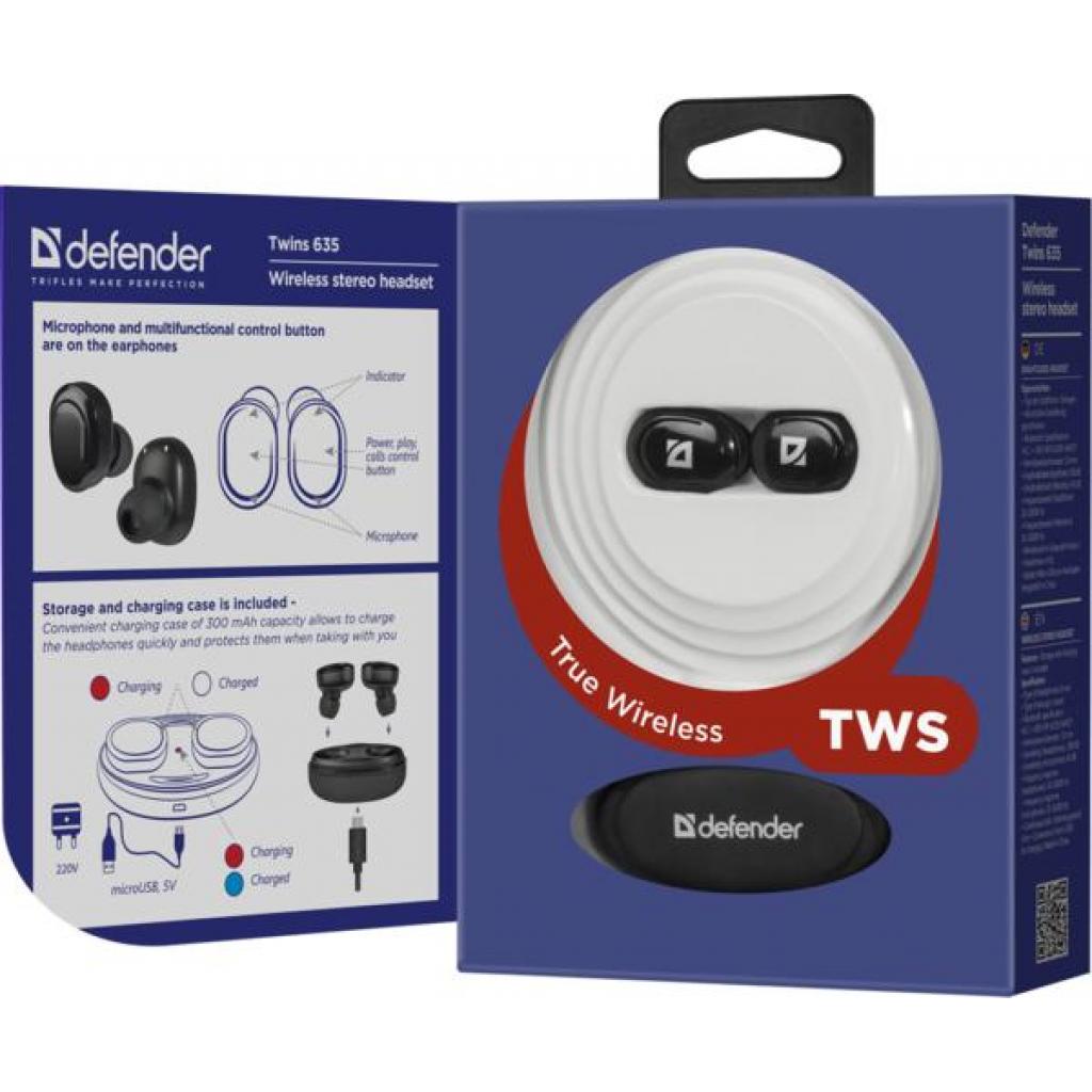 Навушники Defender Twins 635 TWS Bluetooth Black (63635) - зображення 5