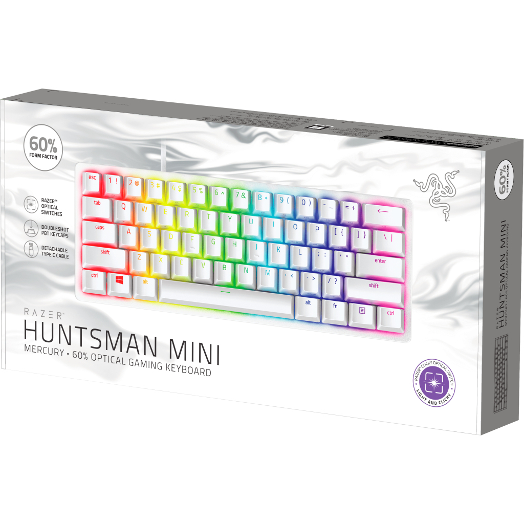 Клавіатура Razer Huntsman mini Mercury Red Switch USB RU White (RZ03-03392200-R3R1) - зображення 6